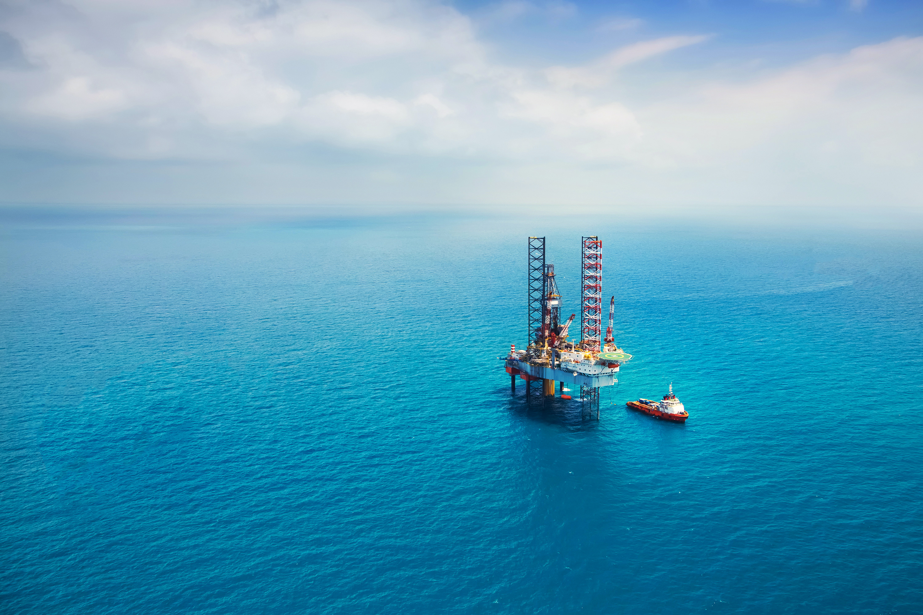 Oil rig in the blue ocean