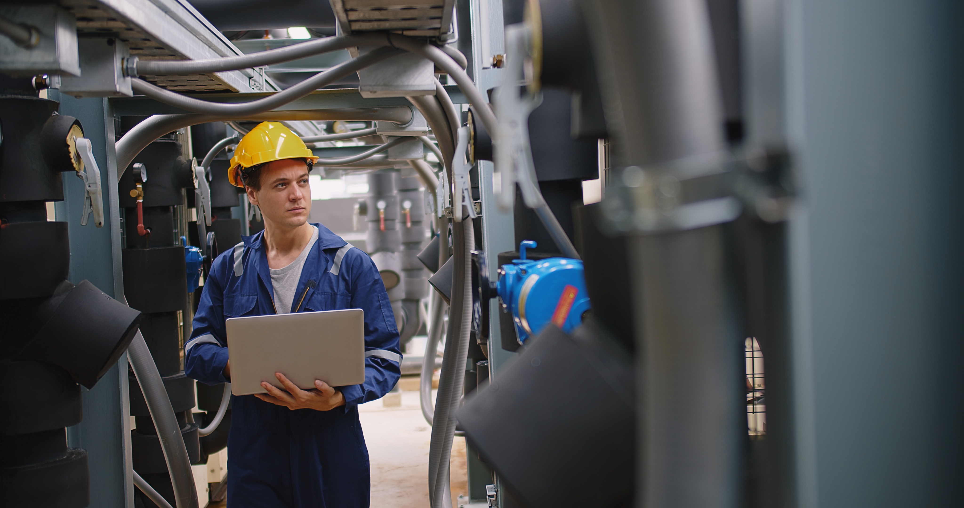 Person testing equipment in a control room